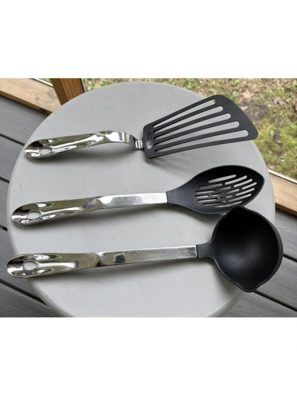 All-Clad Kitchen Utensil Set of 3 - Slotted Spoon Spatula Ladle Stainless/Black